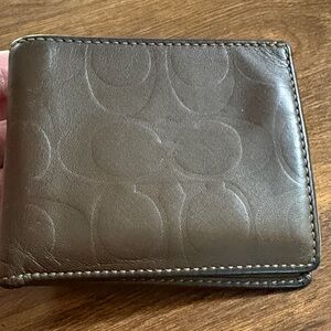 Coach Embossed Brown Leather Card Holder/Wallet